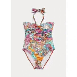 NEW! Ralph Lauren Women's 16 Print Twist-Bandeau One-Piece Swimsuit NWT $150